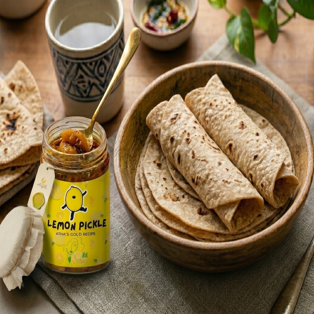Roti with Athai's Gold Pickle
