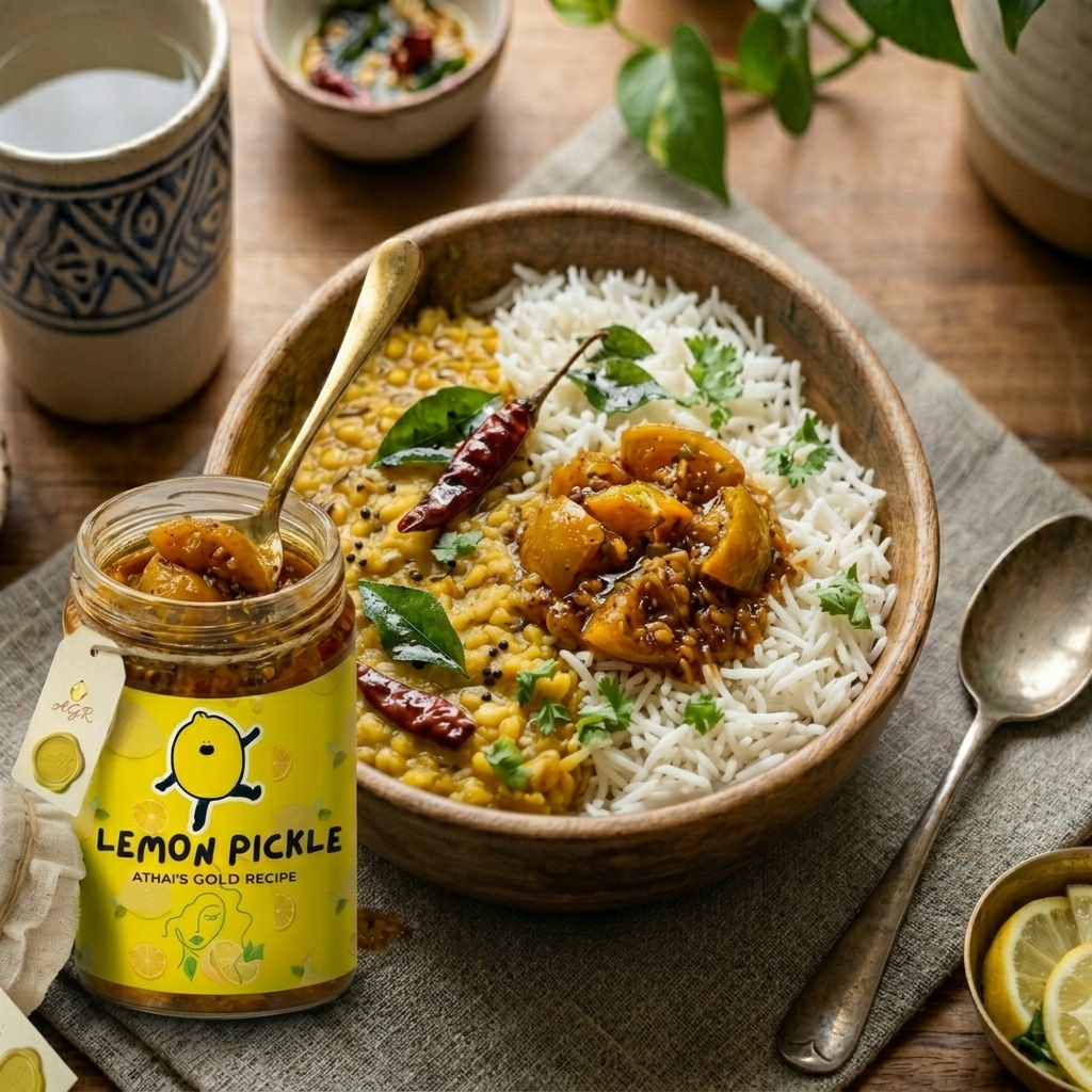 Dal Rice with Athai's Gold Pickle