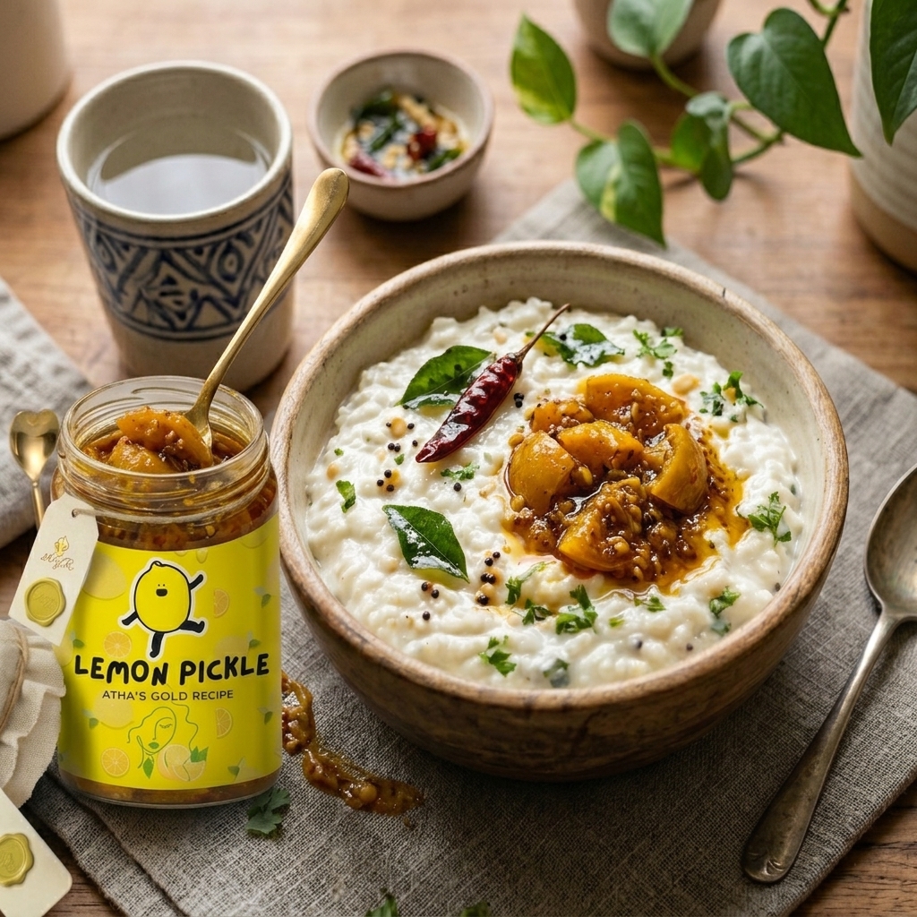 Curd Rice with Athai's Gold Pickle